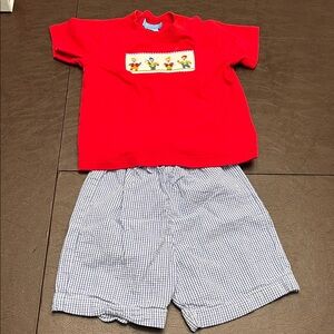 Red Seven Dwarves T-Shirt and Checkered Shorts Set